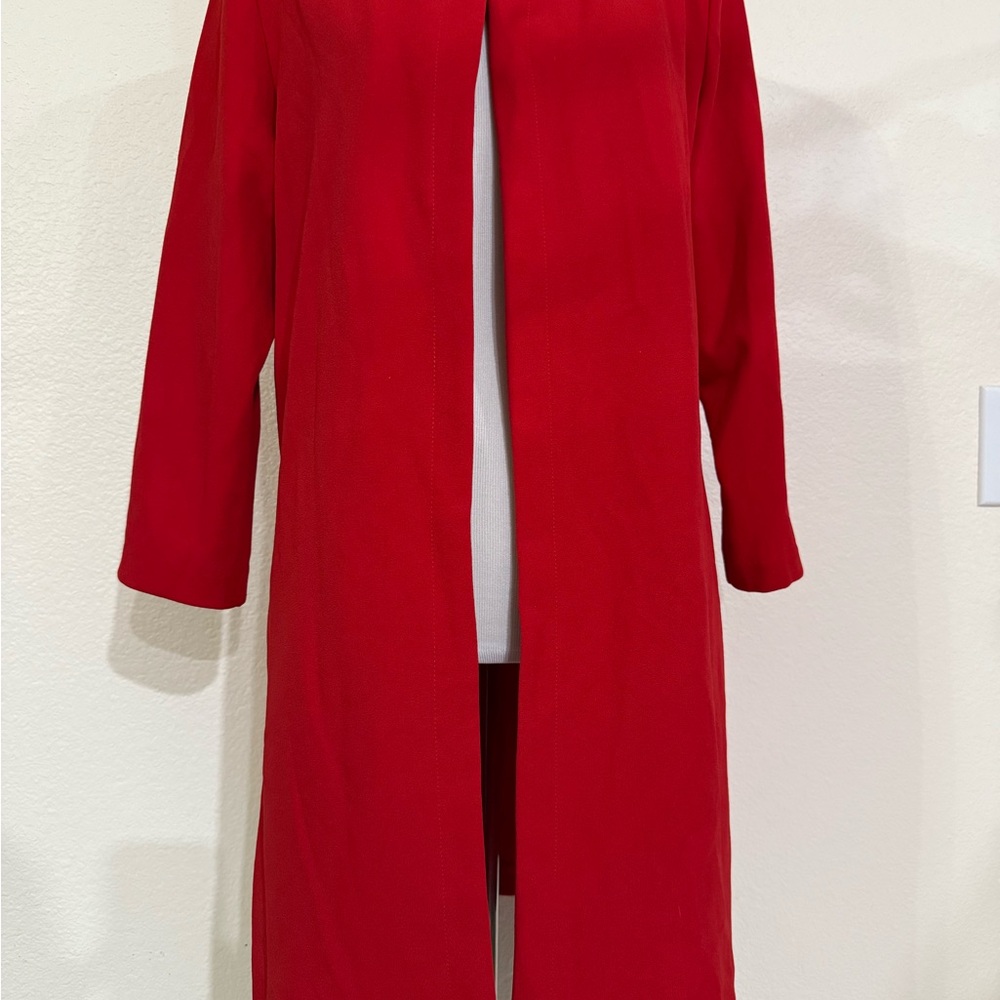 Sag Harbor Elegant Red Open Front Jacket Size Medium EUC